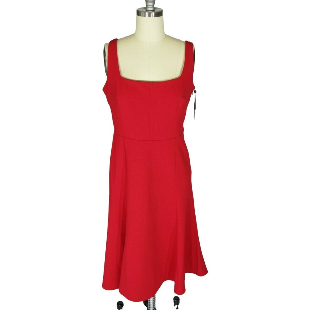 CALVIN KLEIN Size 4 Red Textured Ponte Knit Fit & Flare Empire Dress NWT